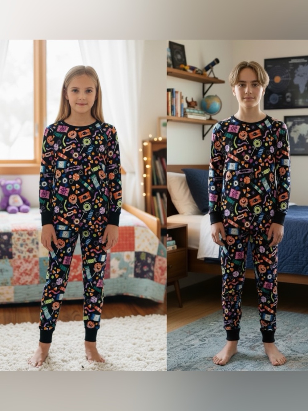 Little Sleepies Halloween Candy Pajama Set Bamboo Viscose NWT Size 9/10 Kids